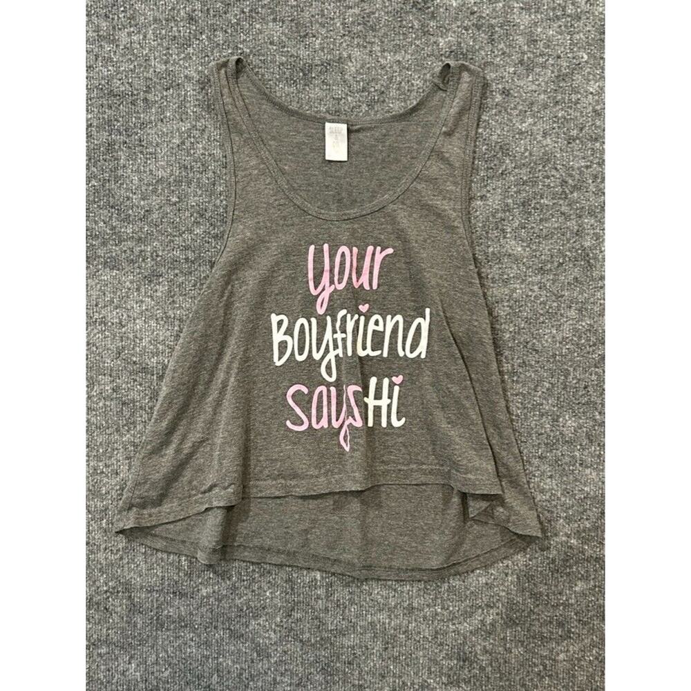 Sleep & Co. Women's Juniors Grey Graphic T-Shirt "Your Boyfriend Says Hi" 1X
